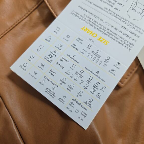 New Dialogue Brown Leather Jacket Coat Snap Button Closure - Picture 3 of 7